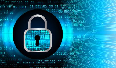 dijital güvenlik kavramı: mavi devre kartındaki asma kilit