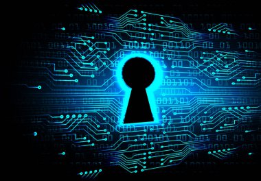 Siyah arka planda asma kilit olan devre kartı. 3d oluşturma