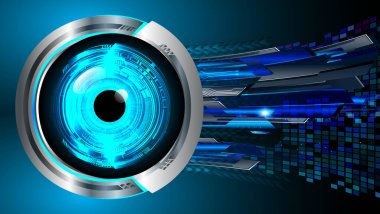 Soyut arkaplan ile 3D mavi gözün dijital bileşimi