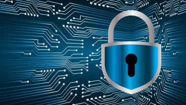 Bilgisayar klavyesindeki güvenlik kilidi, vektör illüstrasyonu