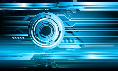 Çeşitli teknolojik elementlere sahip soyut mavi arkaplan