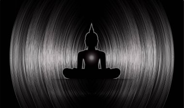 Siyah arkaplanda Buddha silueti