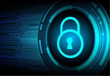 Siyah zemin üzerinde asma kilit olan bir kilidin 3D çizimi