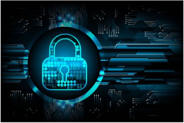 Bir kilit ve devre kartının vektör çizimi