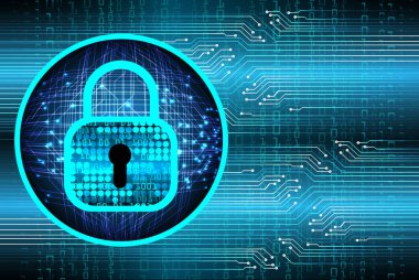 Dijital tablet bilgisayar ekranında asma kilit simgesi olan siber güvenlik kavramı