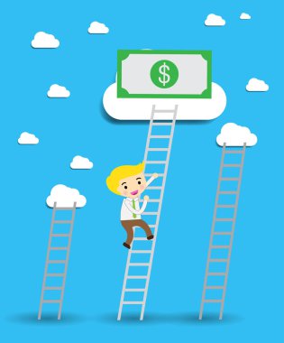İş adamı başarıya giden merdivenleri çıkıyor