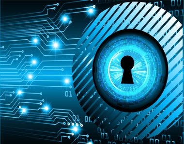 asma kilit ve devre kartı ile siber güvenlik kavramı
