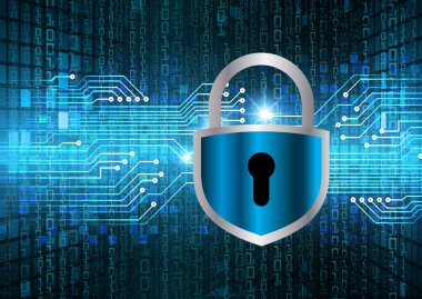 Sayısal arkaplanda asma kilit ve kilit olan siber güvenlik kavramı