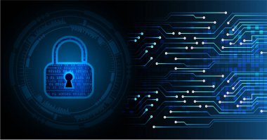 Teknoloji geçmişi olan siber güvenlik kavramı. vektör illüstrasyonu