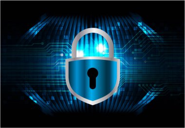 Ekranda asma kilit simgesi olan siber güvenlik kavramı