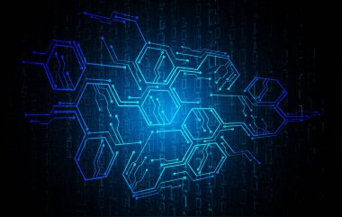 İçeriğiniz için parlayan altıgen çizgileri ve alanı olan soyut arkaplan