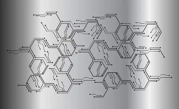Fond Abstrait Avec Des Éléments Hexagonaux Des Icônes Technologiques — Image vectorielle