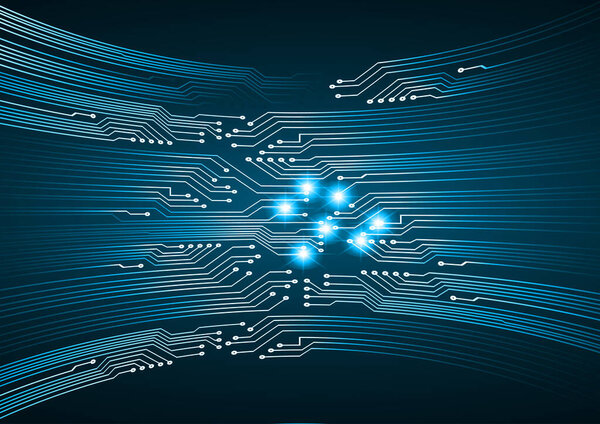 монтажная плата с светящимся абстрактным фоном. векторная иллюстрация