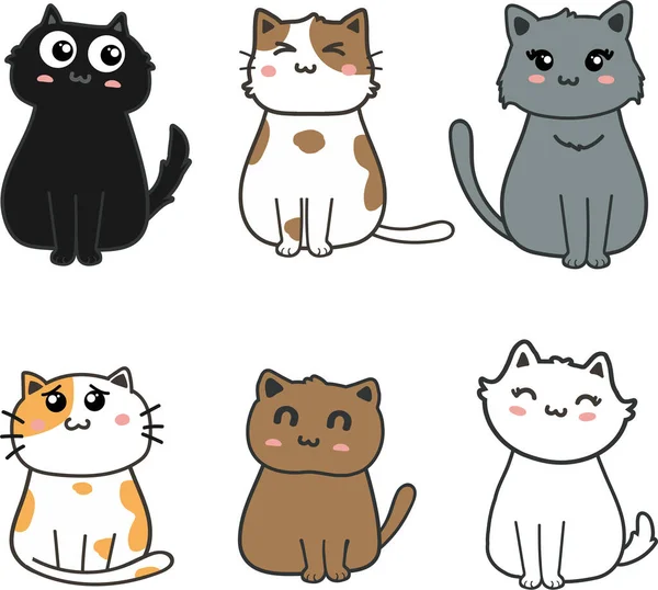 Set Cats Dogs Vector Illustration — Stock Vector