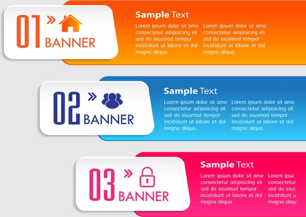 Vector Abstract Banner Text Icons — Stock Vector