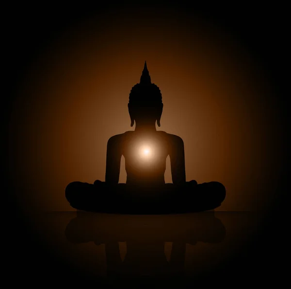 Silueta Buddha Niebla — Vector de stock