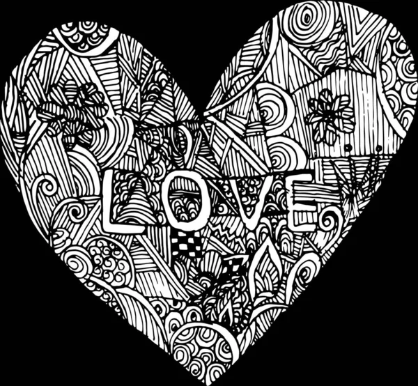 Vecteur Dessin Main Motif Coeur Doodle — Image vectorielle