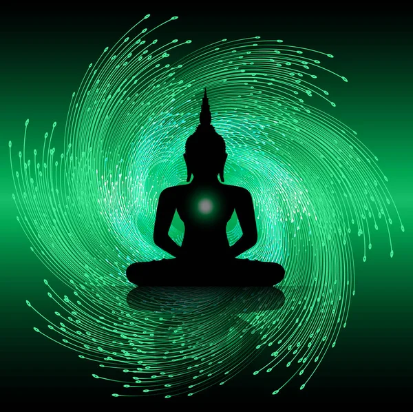 Silhouette Méditation Pose Lotus Sur Fond Sombre Illustration Vectorielle — Image vectorielle