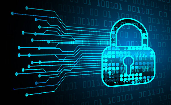 защитный замок на цифровом планшете с замком на черном фоне