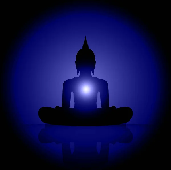 Silueta Buddha Niebla — Archivo Imágenes Vectoriales