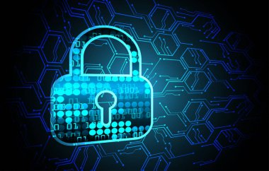 Bir kilit ve devre kartının vektör çizimi