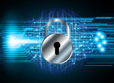 Dijital arkaplanda asma kilitli güvenlik sistemi kavramı