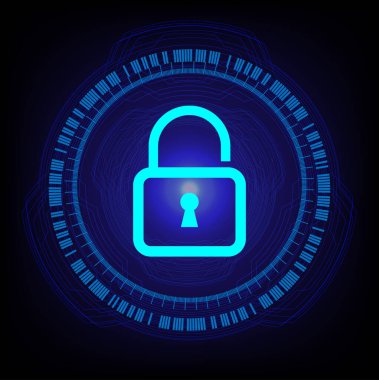 Siyah arkaplandaki bir kilidin vektör çizimi