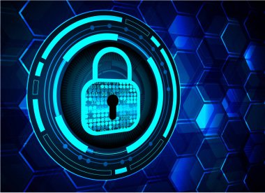 İnternet güvenlik kavramına sahip bilgisayar ekranında asma kilit