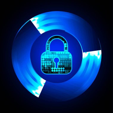 Bir kilit ve internet güvenlik kavramının vektör çizimi