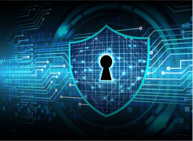 Dijital ekranda veri koruması olan siber güvenlik kavramı