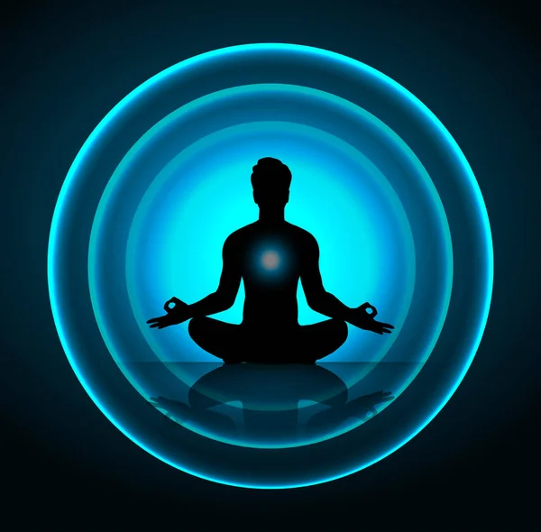 Meditatie Silhouet Vectorillustratie — Stockvector