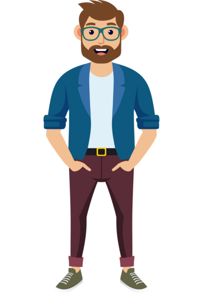 Hippi erkek moda karakteri, genç erkek modern karakter.