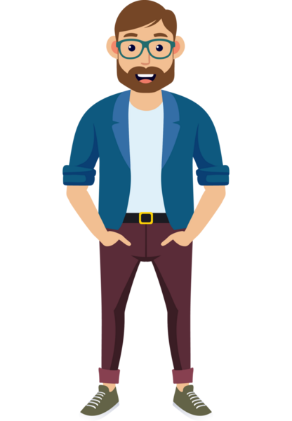 Hippi erkek moda karakteri, genç erkek modern karakter.