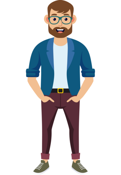 Hippi erkek moda karakteri, genç erkek modern karakter.