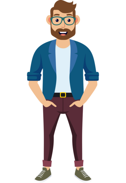 Hippi erkek moda karakteri, genç erkek modern karakter.