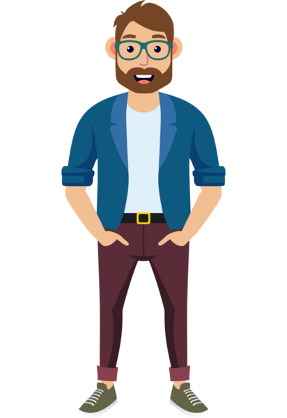 Hippi erkek moda karakteri, genç erkek modern karakter.