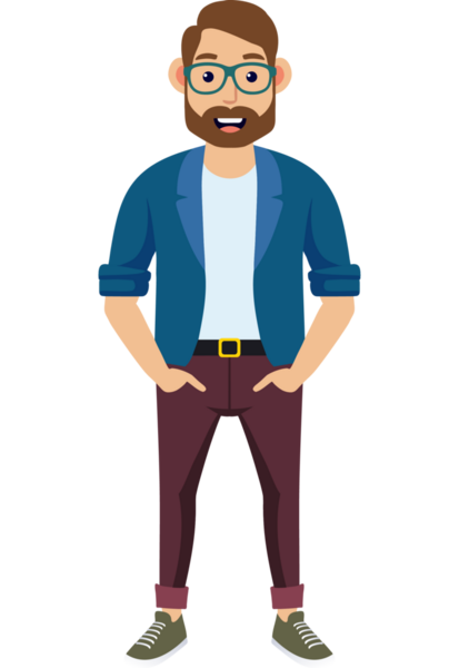 Hippi erkek moda karakteri, genç erkek modern karakter.