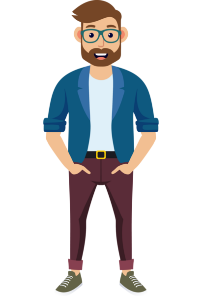 Hippi erkek moda karakteri, genç erkek modern karakter.