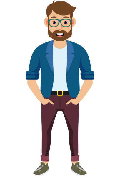 Hippi erkek moda karakteri, genç erkek modern karakter.