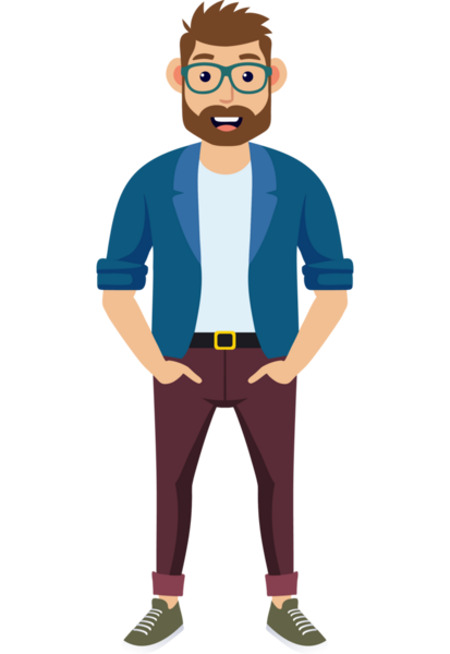 Hippi erkek moda karakteri, genç erkek modern karakter.