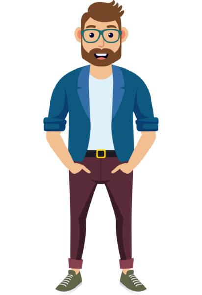 Hippi erkek moda karakteri, genç erkek modern karakter.