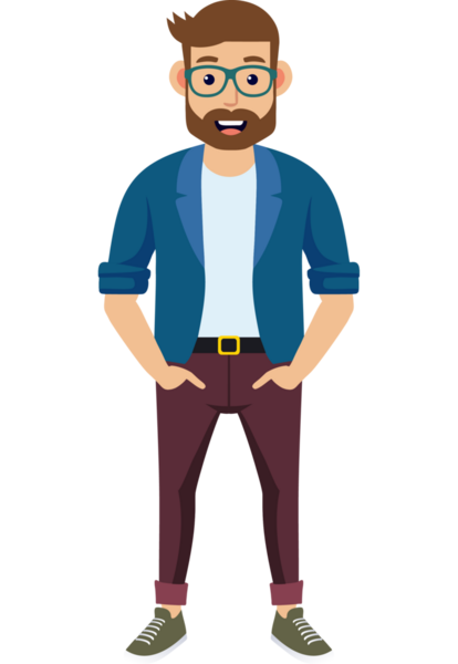 Hippi erkek moda karakteri, genç erkek modern karakter.