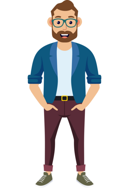 Hippi erkek moda karakteri, genç erkek modern karakter.