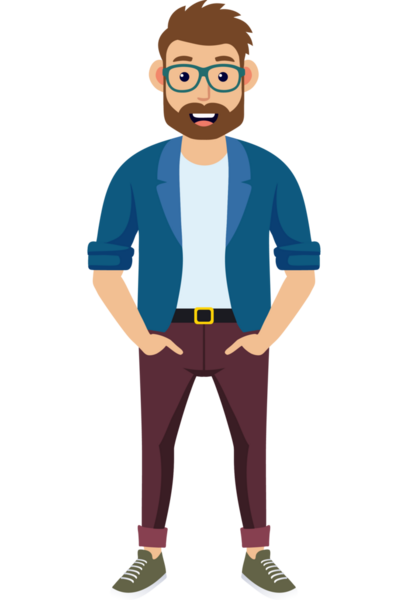 Hippi erkek moda karakteri, genç erkek modern karakter.