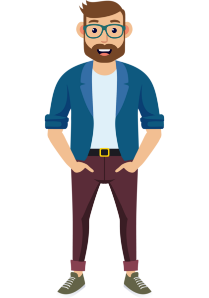 Hippi erkek moda karakteri, genç erkek modern karakter.