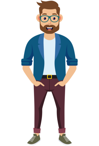 Hippi erkek moda karakteri, genç erkek modern karakter.