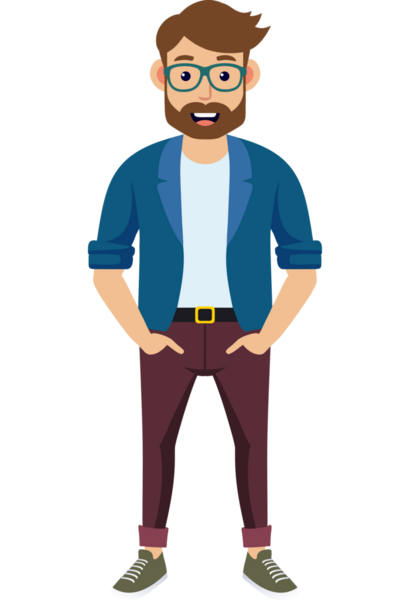 Hippi erkek moda karakteri, genç erkek modern karakter.