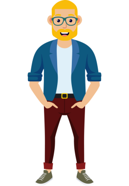 Hippi erkek moda karakteri, genç erkek modern karakter.