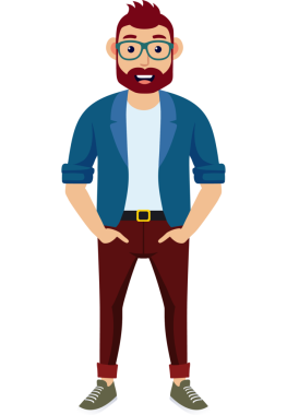 Hippi erkek moda karakteri, genç erkek modern karakter.