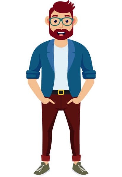 Hippi erkek moda karakteri, genç erkek modern karakter.